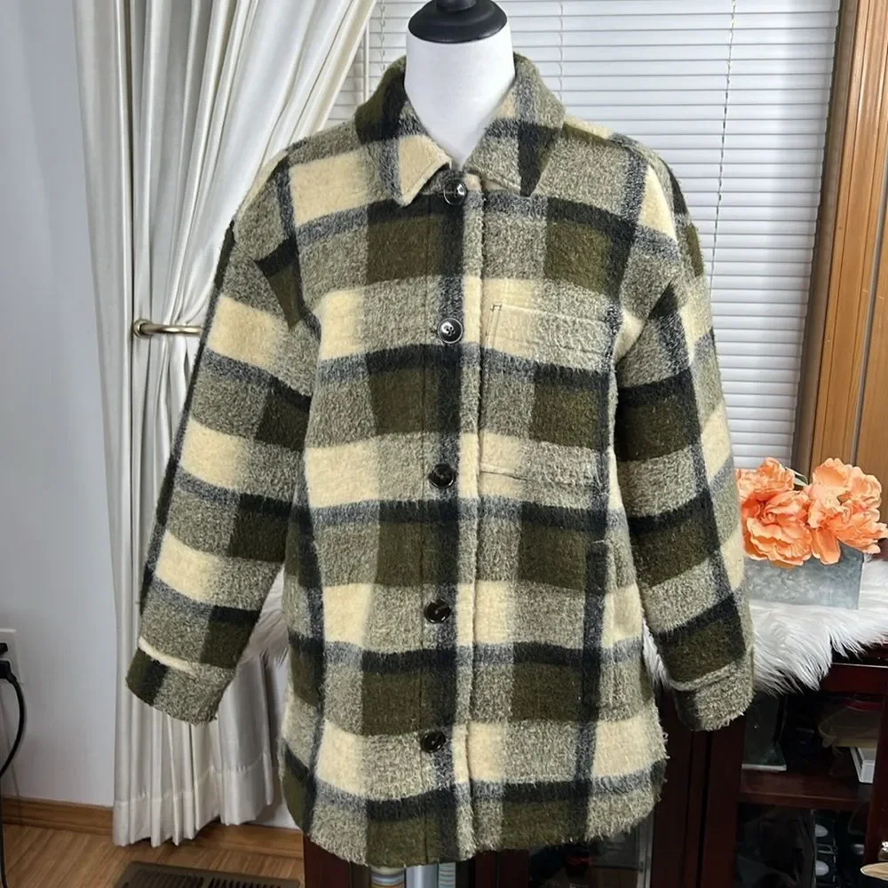 Madewell Belrose Shirt-Jacket in Maran Plaid Sz L - Picture 4 of 11